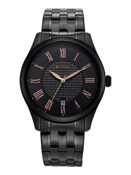 Titan - Neo Roman Quartz with Black Dial Black Stainless Steel Watch - 10063NM01 (M)