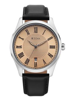 Titan - Neo Roman Quartz with Rose Gold Dial Brown Leather Watch - 10063SL01 (M)