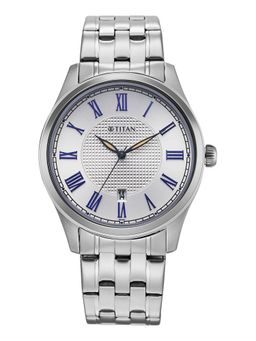 Titan - Neo Roman Quartz with Silver White Dial Silver Stainless Steel Watch - 10063SM01 (M)