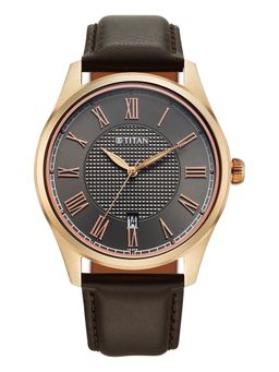 Titan - Neo Roman Quartz with Anthracite Dial Brown Leather Watch - 10063WL01 (M)