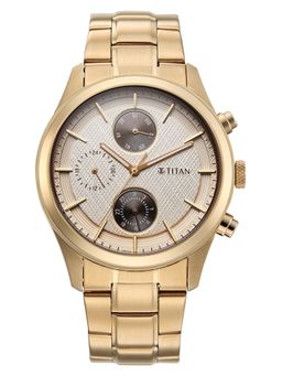 Titan - Classique Neo Splash with Cream Dial C Gold Stainless Steel Watch - 1805WM02 (M)