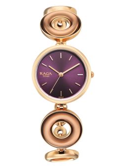 Titan - Raga Afterglow Quartz Purple Dial Rose Gold Brass Watch - 2745WM01 (M)