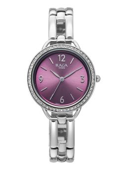 Titan - Raga Allure Quartz Purple Dial Silver Brass Solid Link Watch - 2791SM01 (M)