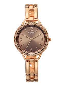 Titan - Raga Allure Quartz Brown Dial Rose Gold Brass Solid Link Watch - 2791WM01 (M)