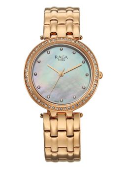 Titan - Raga Allure Quartz White MOP Dial Rose Gold Fake Solid Watch - 2793WM02 (M)