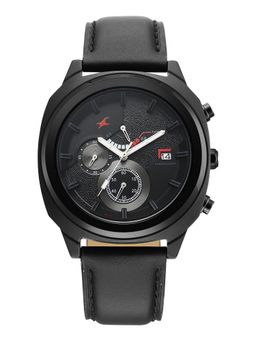 Fastrack - Kronos 3 Quartz Black Dial Black Leather Watch - 3335NL02 (M)