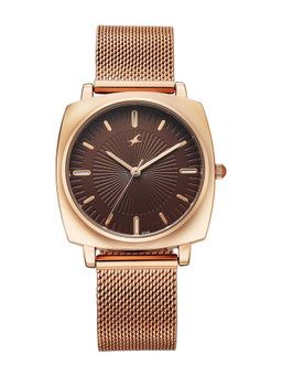 Fastrack - Stunners X Quartz Brown Dial Rose Gold Stainless steel Watch - 68043WM05 (M)