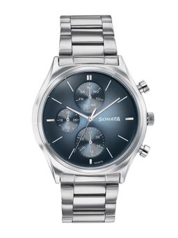 Sonata - Festive 2.0 Quartz Shallow blue Dial Silver Sheet metal Watch - 77192SM01 (M)