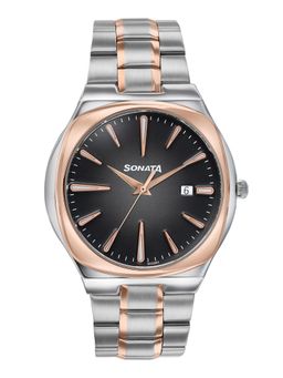 Sonata - Festive 2.0 Quartz Black Dial IPRG+SS Sheet metal Watch - 77194KM01 (M)