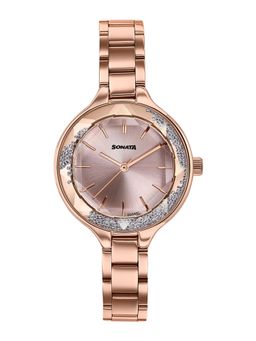 Sonata - Festive 2.0 Quartz Pink Dial Rose gold Sheet metal Watch - 87104WM01 (M)