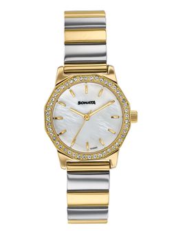 Sonata - Festive 2.0 Quartz Mother of Pearl Dial Gold Sheet metal Watch - 87106BM01 (M)
