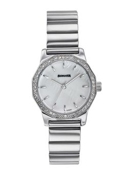 Sonata - Festive 2.0 Quartz Mother of Pearl Dial Silver Sheet metal Watch - 87106SM01 (M)
