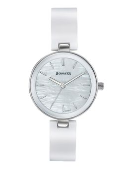 Sonata - Festive 2.0 Quartz White Dial White+ IPG Ceramic + Alloy Watch - 87109KD01W (M)
