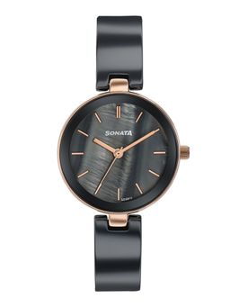 Sonata - Festive 2.0 Quartz Black Dial Black+ IPG Ceramic + Alloy Watch - 87109KD02W (M)