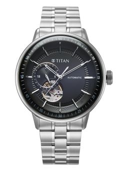 Titan - Orbital Open Heart Automatic with Black Dial Silver Ss Watch - 90226SM01 (M)