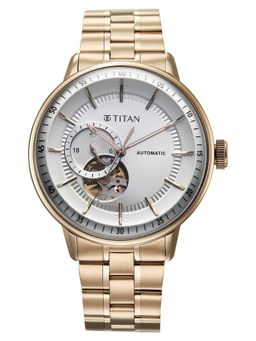 Titan - Orbital Open Heart Automatic with White Dial Carnation Gold Ss Watch - 90226WM01 (M)