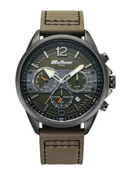 Titan - Octane Cred Quartz with Green Dial Grey Leather Watch - 90238KL01 (M)