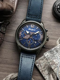 Titan - Octane Cred Quartz with Blue Dial Blue Leather Watch - 90238KL02 (M)