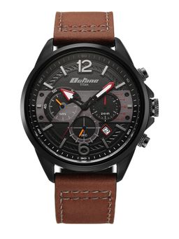 Titan - Octane Cred Quartz with Black Dial Brown Leather Watch - 90238KL03 (M)