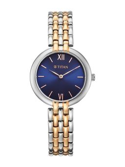 Titan - Raga Workday Wonders 2 Quartz Blue Dial Rose Gold Silver Metal Watch - 95368KM01 (M)