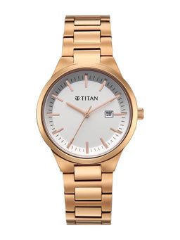 Titan - Raga Workday Wonders 2 Quartz Silver Dial Rose Gold Metal Watch - 95369WM01 (M)