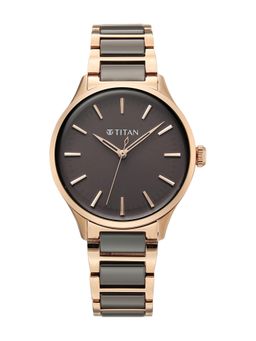 Titan - Raga Work Essentials Quartz Brown Dial Rose Gold Metal Watch - 95379KD01 (M)