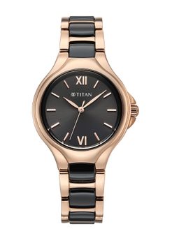 Titan - Raga Work Essentials Quartz Black Dial Rose Gold Metal Watch - 95380KD01 (M)