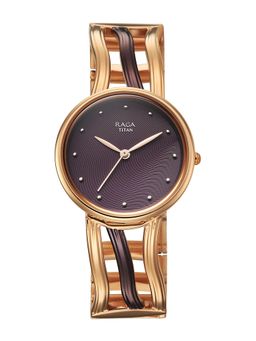 Titan - Raga Sierra Quartz Brown Dial Rose Gold Brown Brass Watch - 95388KM01 (M)
