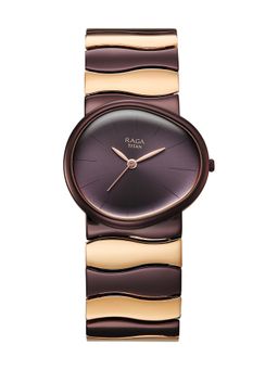 Titan - Raga Sierra Quartz Prune Dial Prune Rose Gold Brass Watch - 95389KM01 (M)