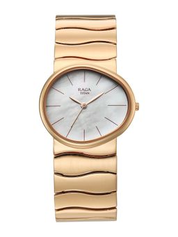 Titan - Raga Sierra Quartz White Dial Rose Gold Brass Watch - 95389WM01 (M)