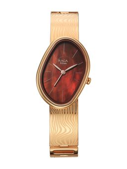 Titan - Raga Sierra Quartz Amber Dial Rose Gold Brass Watch - 95390WM01 (M)