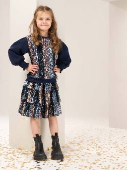 ANGEL & ROCKET - Sequin Front Sweatshirt Navy Blue Embellished-Sequined