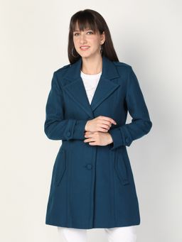 HONNETE - Teal Winter Overcoat For Women