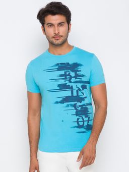 Being Human - Men Printed Blue T-Shirt