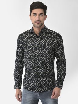 CRIMSOUNE CLUB - Men Floral Navy Blue Shirt