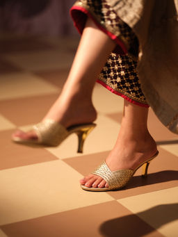 ERIDANI - Gloria Gold Embellished Stiletto Heels