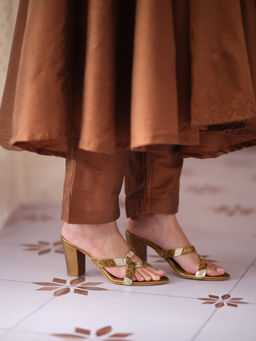 ERIDANI - Kimaya Bronze Embellished Heels