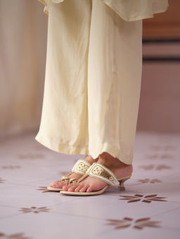 ERIDANI - Leela Gold Kolhapuri Sandals Heels