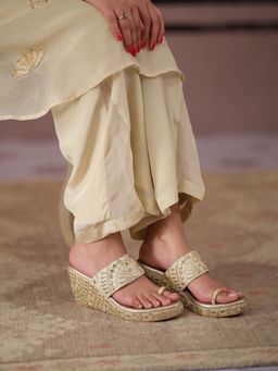 ERIDANI - Ena Gold One Toe Wedges