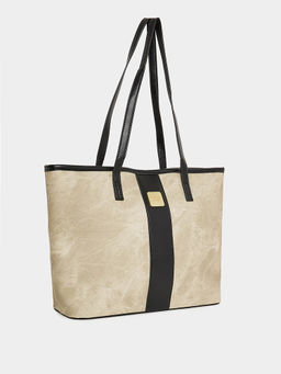 Styli - Women Beige Solid with Patchwork Detail Shoulder Bag