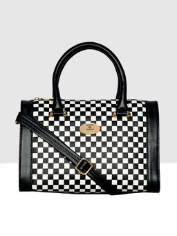 ESBEDA - Black White Colour Check Pattern Medium Handbag for Women