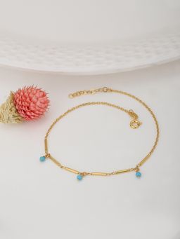 Carlton London - Gold Plated Stone Studded Handcrafted Anklet