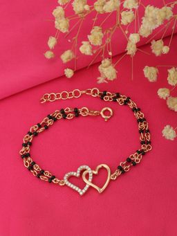Carlton London - Rose Gold Plated Black CZ Studded Handcrafted Bracelet