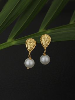 Carlton London - Gold Plated White Pearls Embellished Drop Earrings