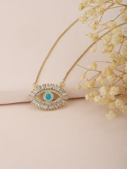 Carlton London - Gold Plated CZ Studded Evil Eye Necklace