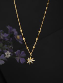 Carlton London - Gold Plated CZ Studded Star Pendant with Chain