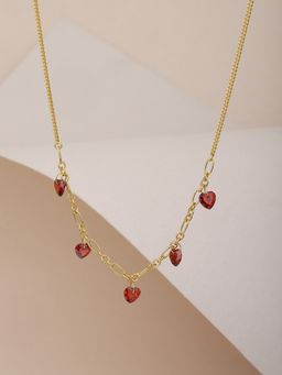 Carlton London - Gold Plated Red CZ Studded Handcrafted Necklace
