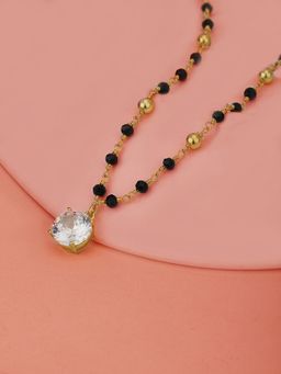 Carlton London - Gold & Black Toned CZ Studded Mangalsutra