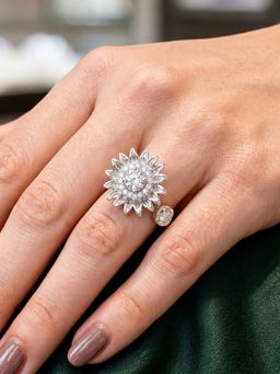 ARTKLIM - White Sunflower Revolving Adjustable Anti-Tarnish Copper Ring