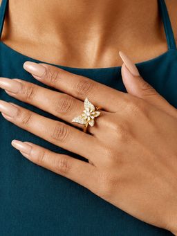ARTKLIM - White Revolving Butterfly Sparkle Adjustable Anti-Tarnish Copper Ring